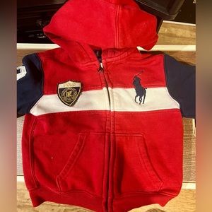 Toddler unisex Ralph Lauren polo zip up hoodie.